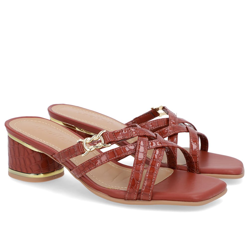 Tamanco Salto Bloco Verniz Marrom Detalhe Salto Marrom 2