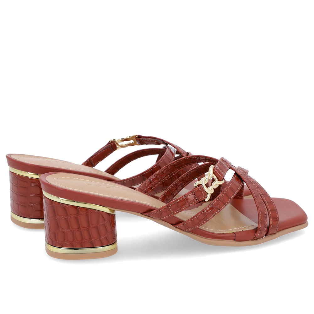 Tamanco Salto Bloco Verniz Marrom Detalhe Salto Marrom 3