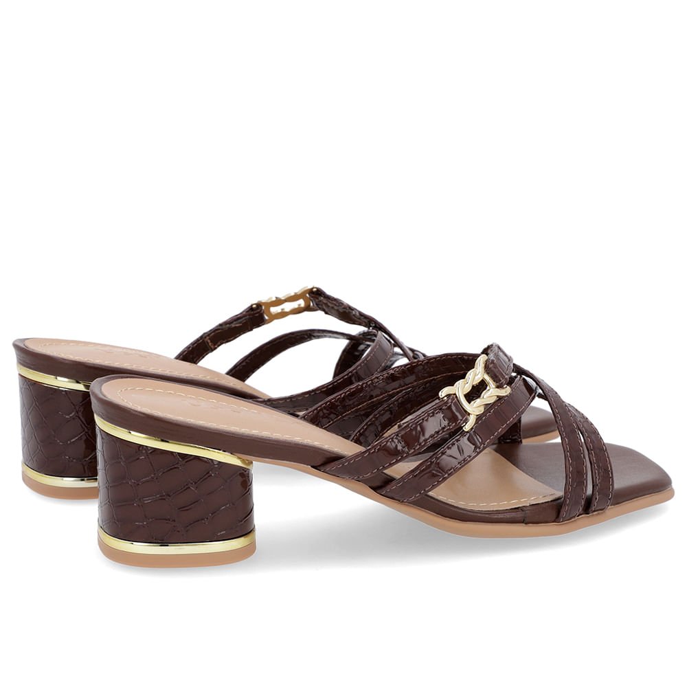 Tamanco Salto Bloco Verniz Marrom Detalhe Salto Marrom 3