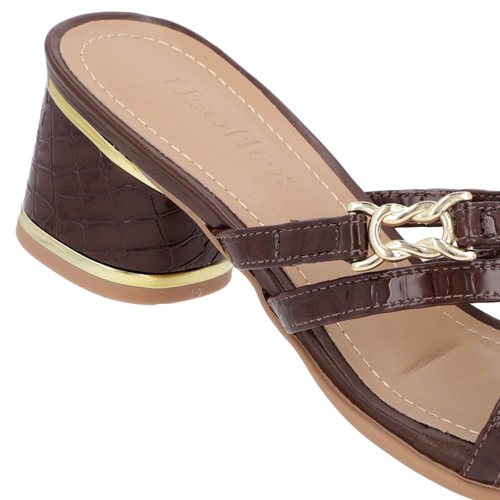 Tamanco Salto Bloco Verniz Marrom Detalhe Salto Marrom 4