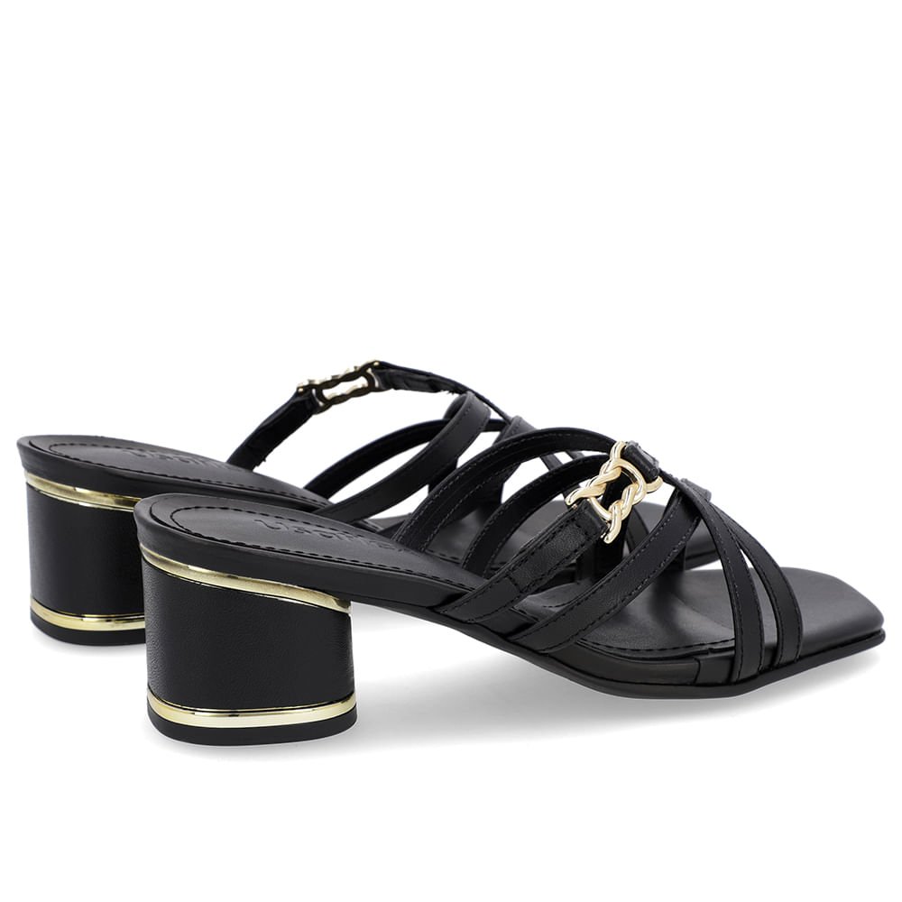 Tamanco Salto Bloco Couro Preto Detalhe Salto Preto 3