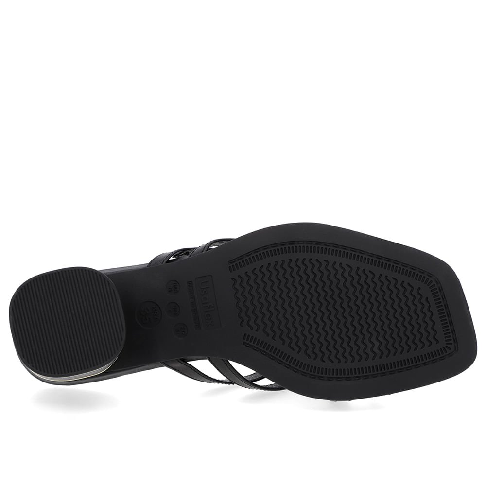 Tamanco Salto Bloco Couro Preto Detalhe Salto Preto 5