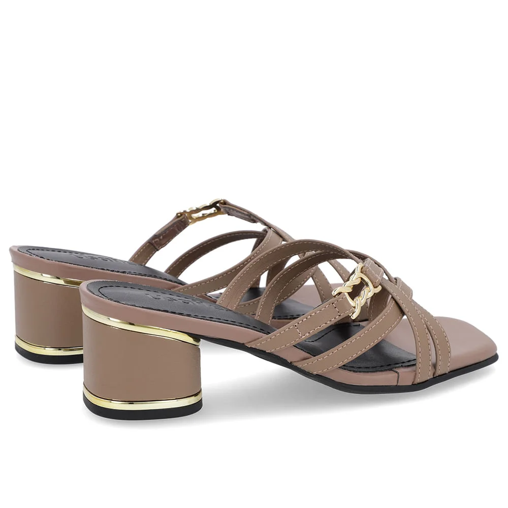 Tamanco Salto Bloco Couro Marrom Detalhe Salto Marrom 3