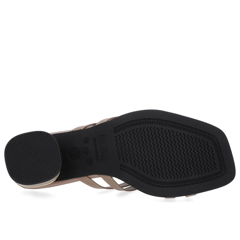 Tamanco Salto Bloco Couro Marrom Detalhe Salto Marrom 5