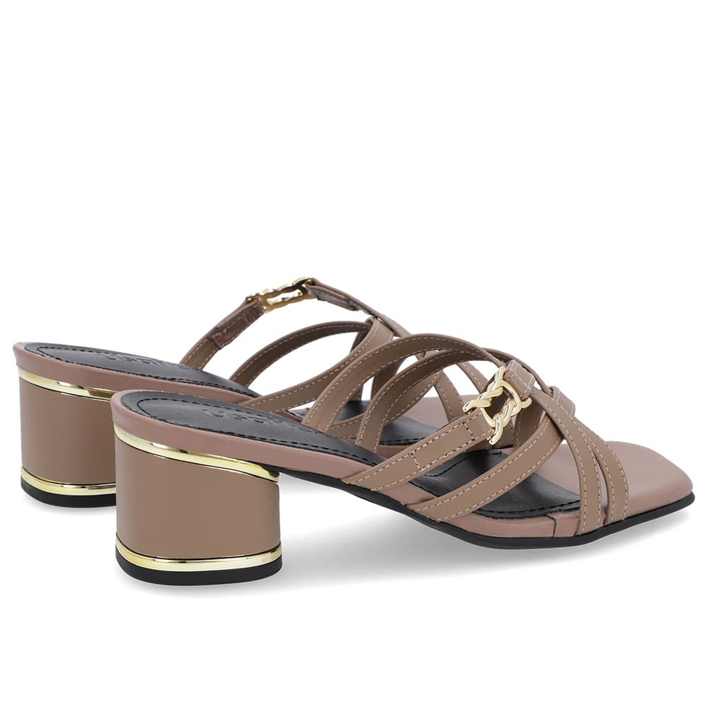 Tamanco Salto Bloco Couro Marrom Detalhe Salto Marrom 3