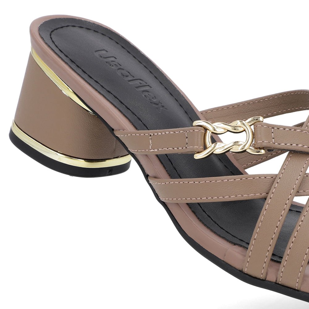 Tamanco Salto Bloco Couro Marrom Detalhe Salto Marrom 4