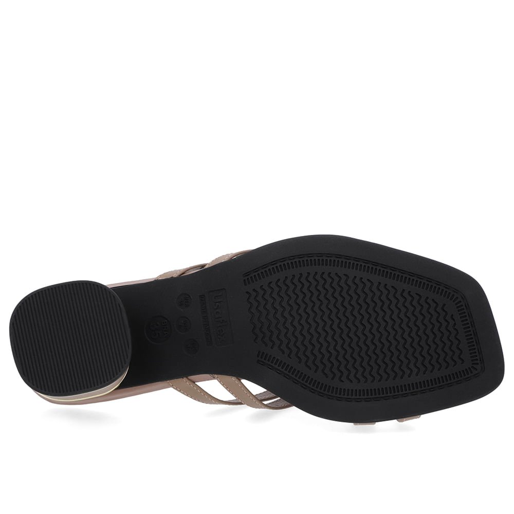 Tamanco Salto Bloco Couro Marrom Detalhe Salto Marrom 5