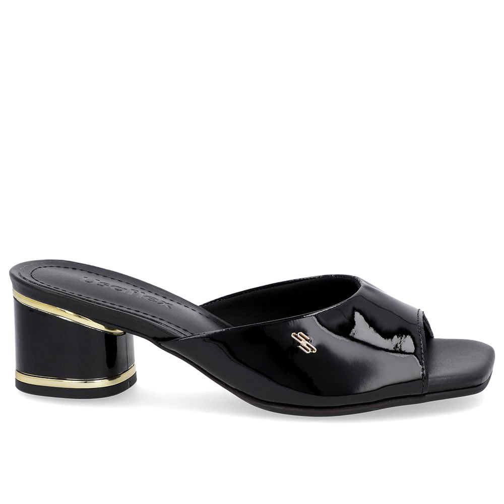 Tamanco Detalhe Salto Verniz Preto