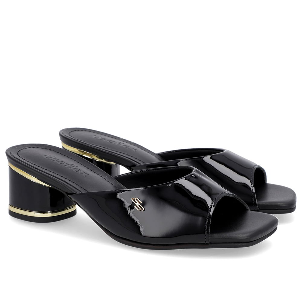 Tamanco Detalhe Salto Verniz Preto Preto 2