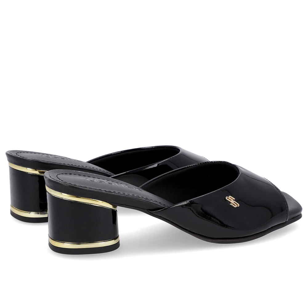 Tamanco Detalhe Salto Verniz Preto Preto 3