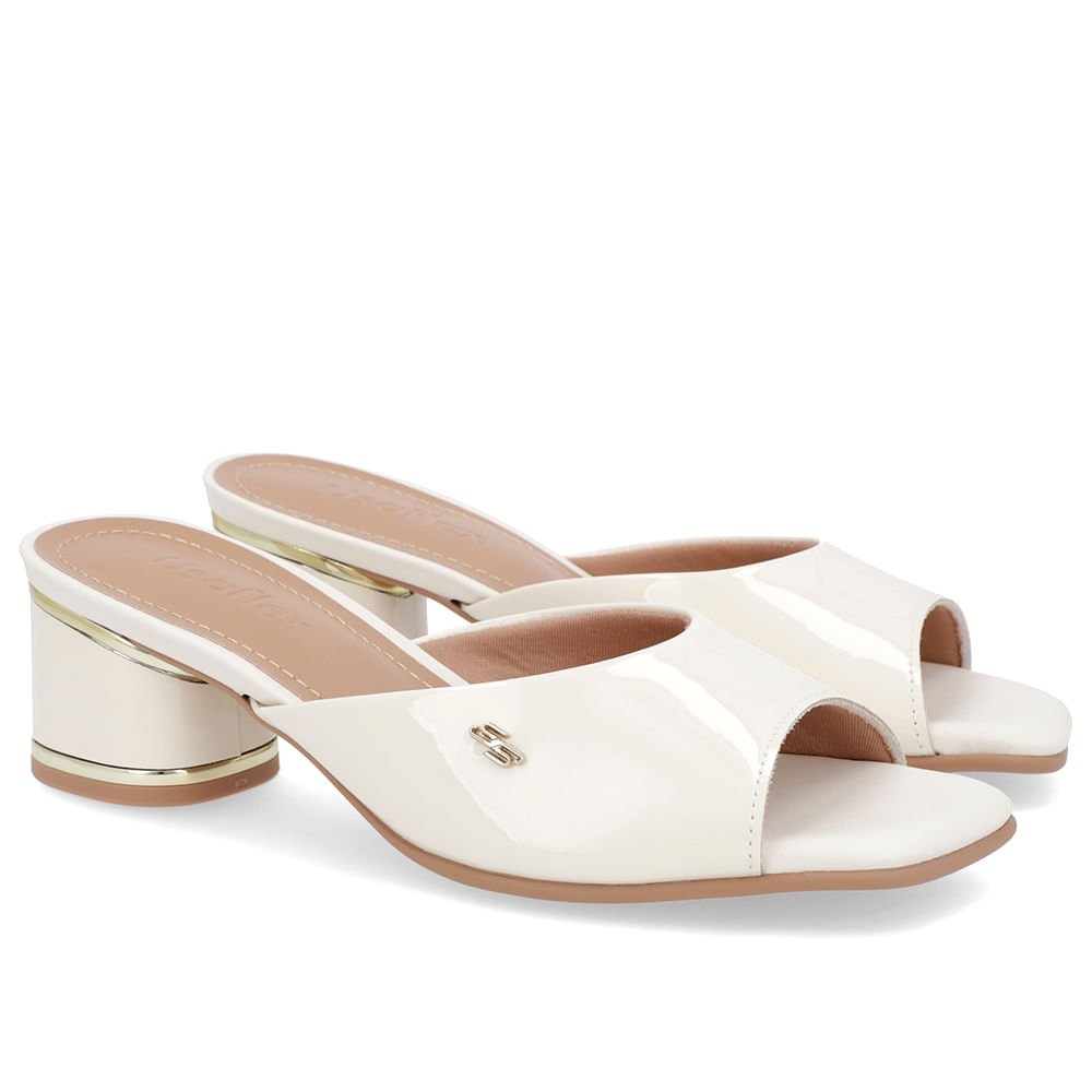 Tamanco Detalhe Salto Verniz Branco Branco 2