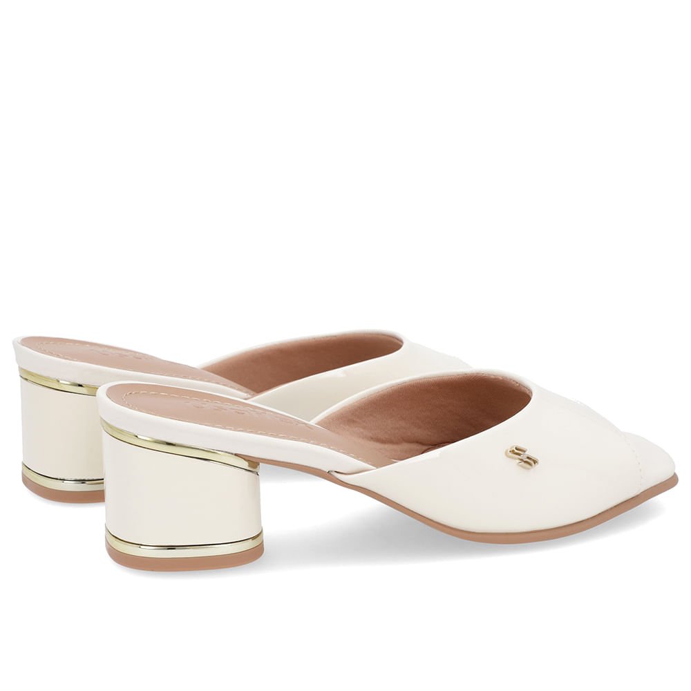 Tamanco Detalhe Salto Verniz Branco Branco 3