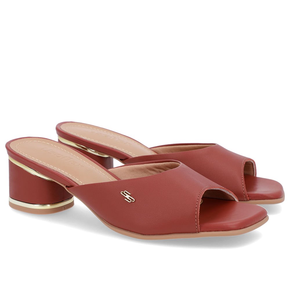 Tamanco Detalhe Salto Couro Marrom Marrom 2