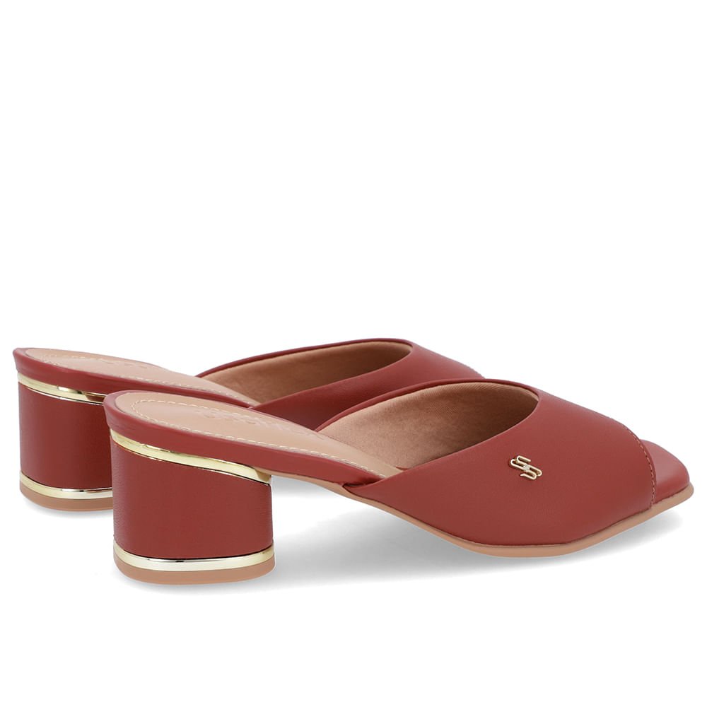 Tamanco Detalhe Salto Couro Marrom Marrom 3