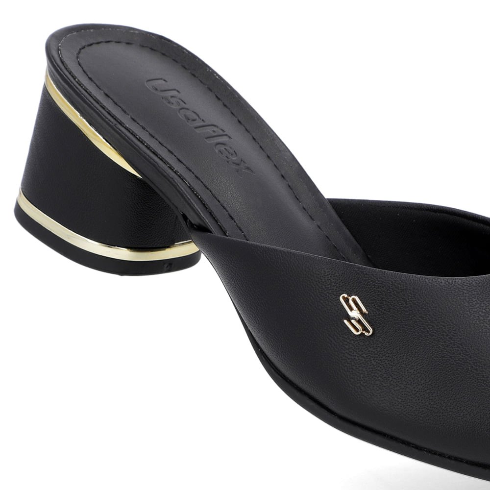 Tamanco Detalhe Salto Couro Preto Preto 4