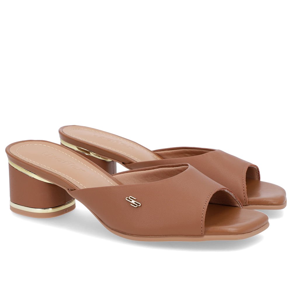 Tamanco Detalhe Salto Couro Marrom Marrom 2