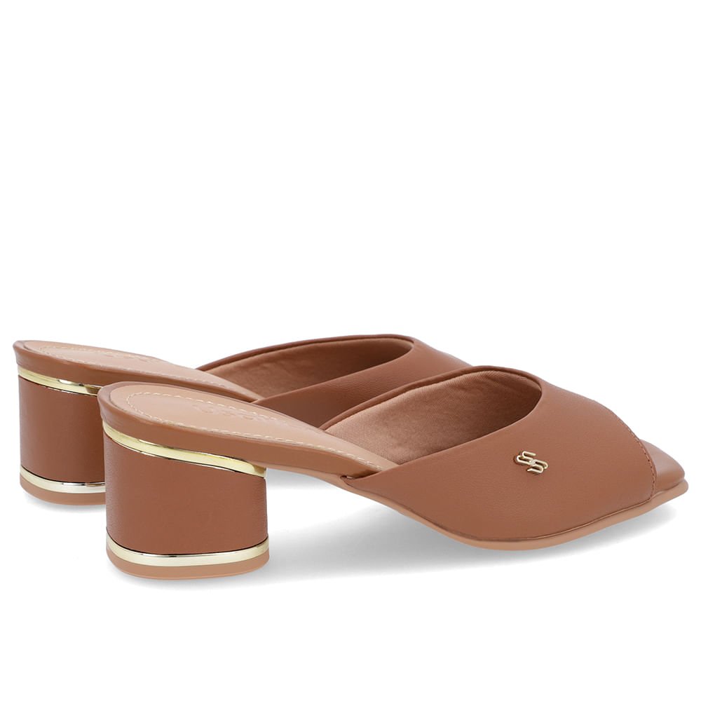 Tamanco Detalhe Salto Couro Marrom Marrom 3