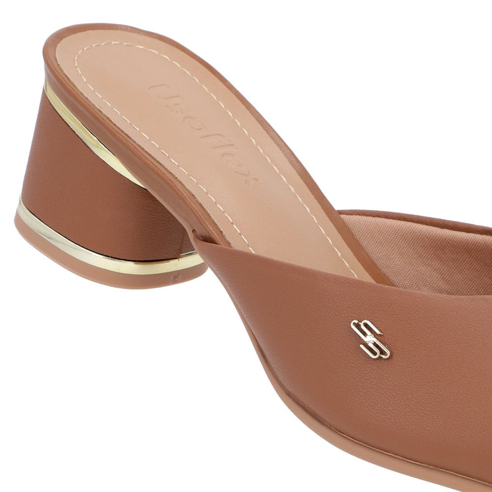 Tamanco Detalhe Salto Couro Marrom Marrom 4