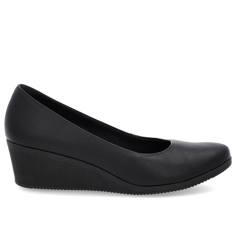 Scarpin Couro Preto Salto Anabela