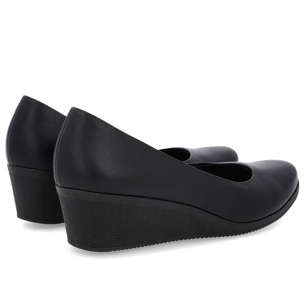 Scarpin Couro Preto Salto Anabela Preto 3