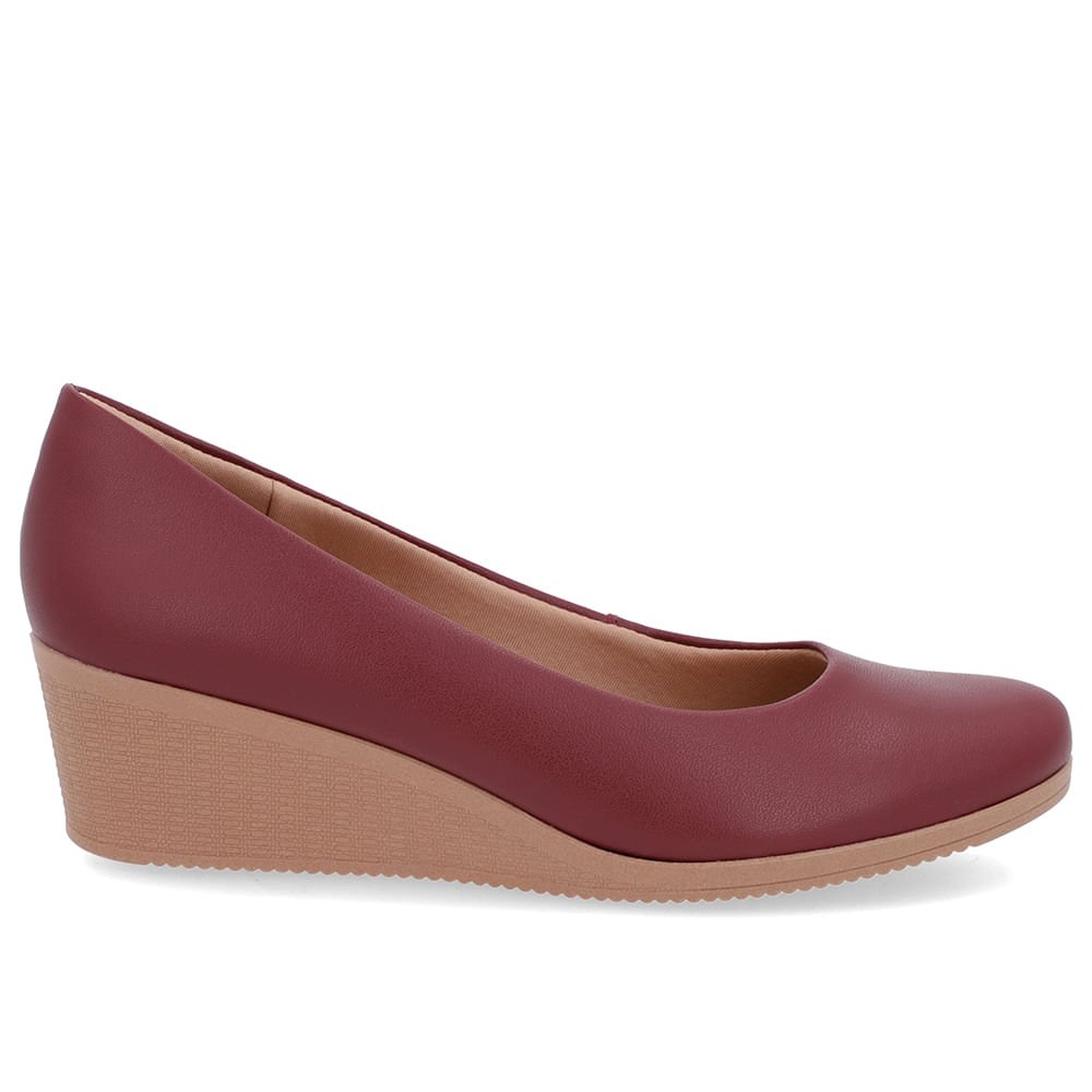 Scarpin Couro Vermelho Salto Anabela