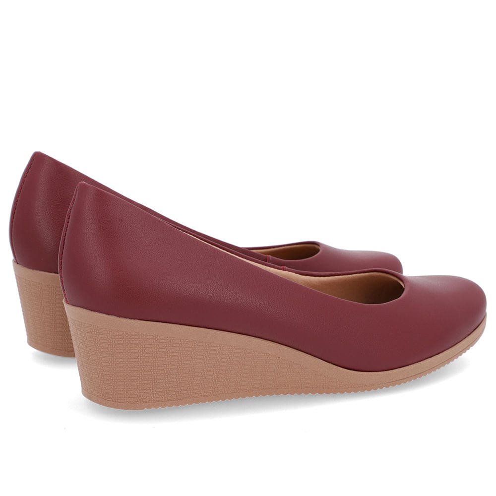 Scarpin Couro Vermelho Salto Anabela Vermelho 3