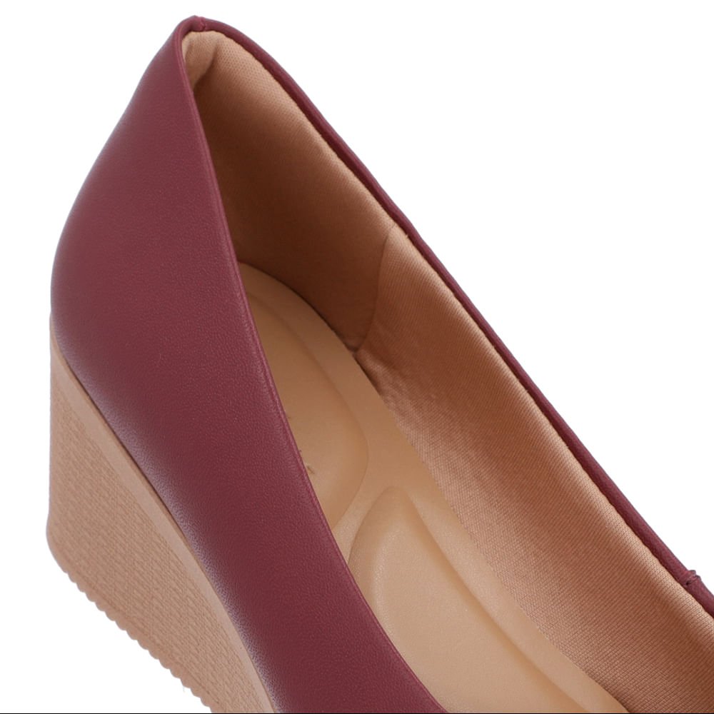 Scarpin Couro Vermelho Salto Anabela Vermelho 4