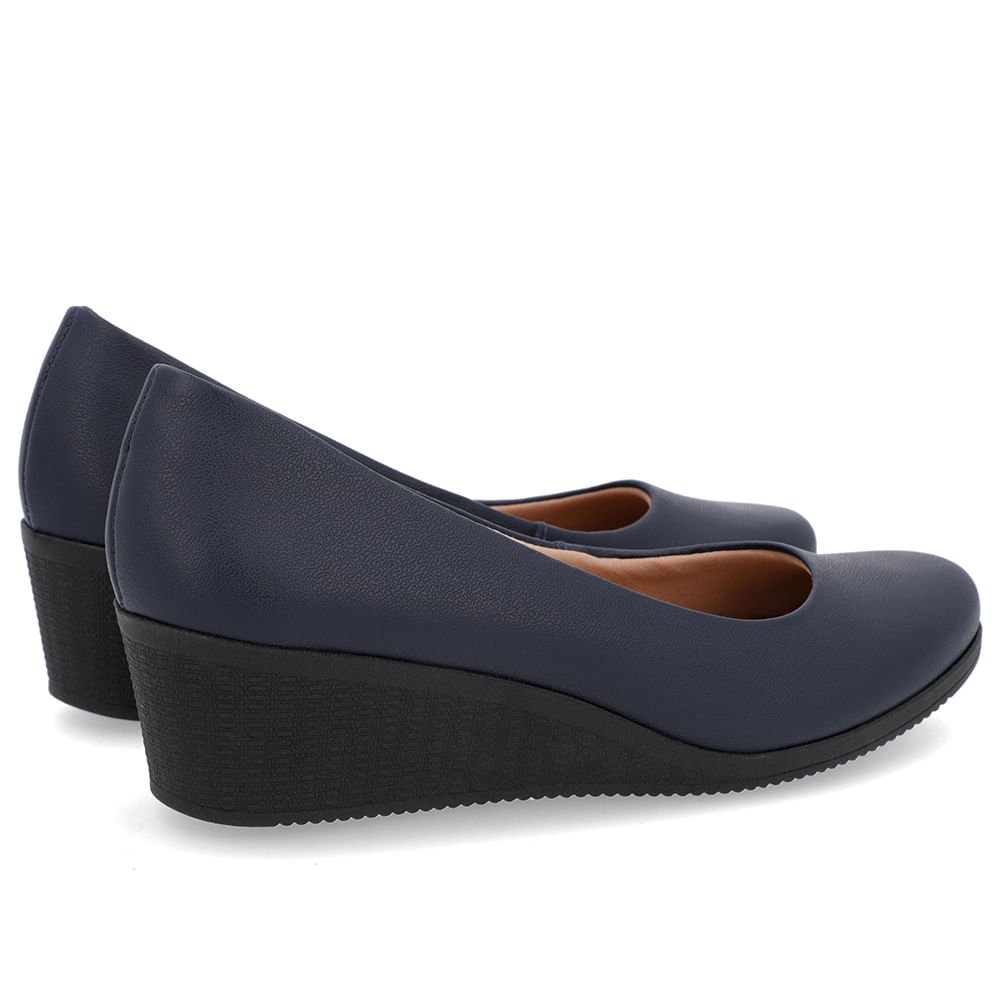 Scarpin Couro Azul Salto Anabela Azul 3