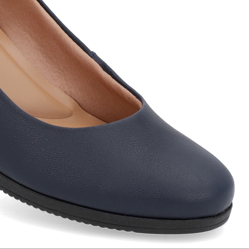 Scarpin Couro Azul Salto Anabela Azul 4