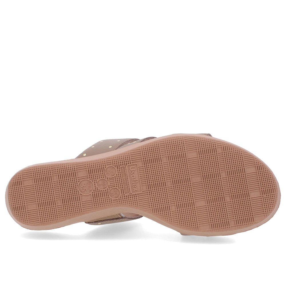 Tamanco Salto Plataforma Couro Marrom Claro Rebites Marrom 5