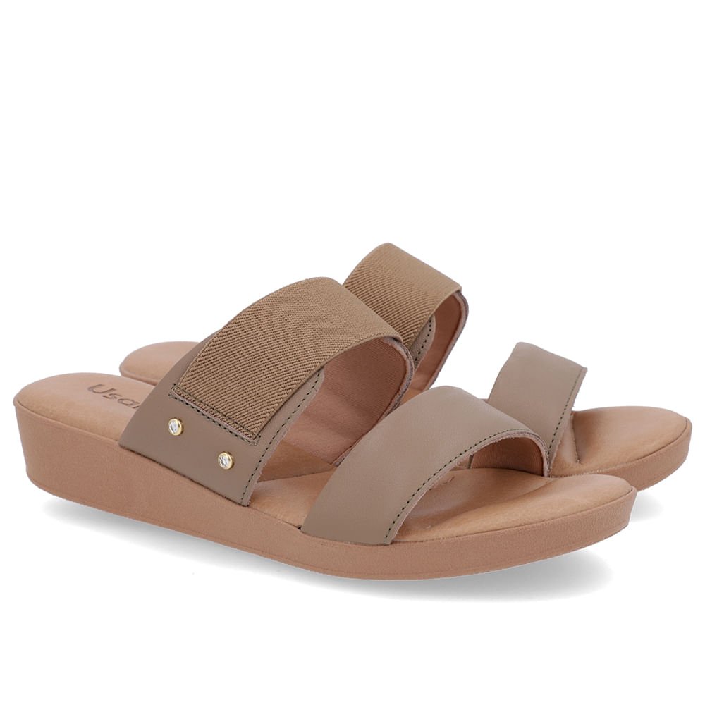 Tamanco Salto Plataforma Couro Marrom Elástico Marrom 2