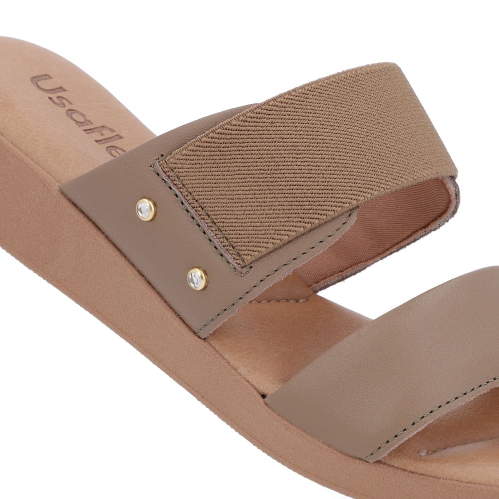 Tamanco Salto Plataforma Couro Marrom Elástico Marrom 4