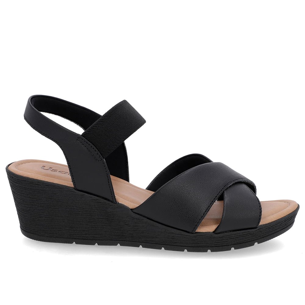 Sandália Tira Cruzada Preta Couro