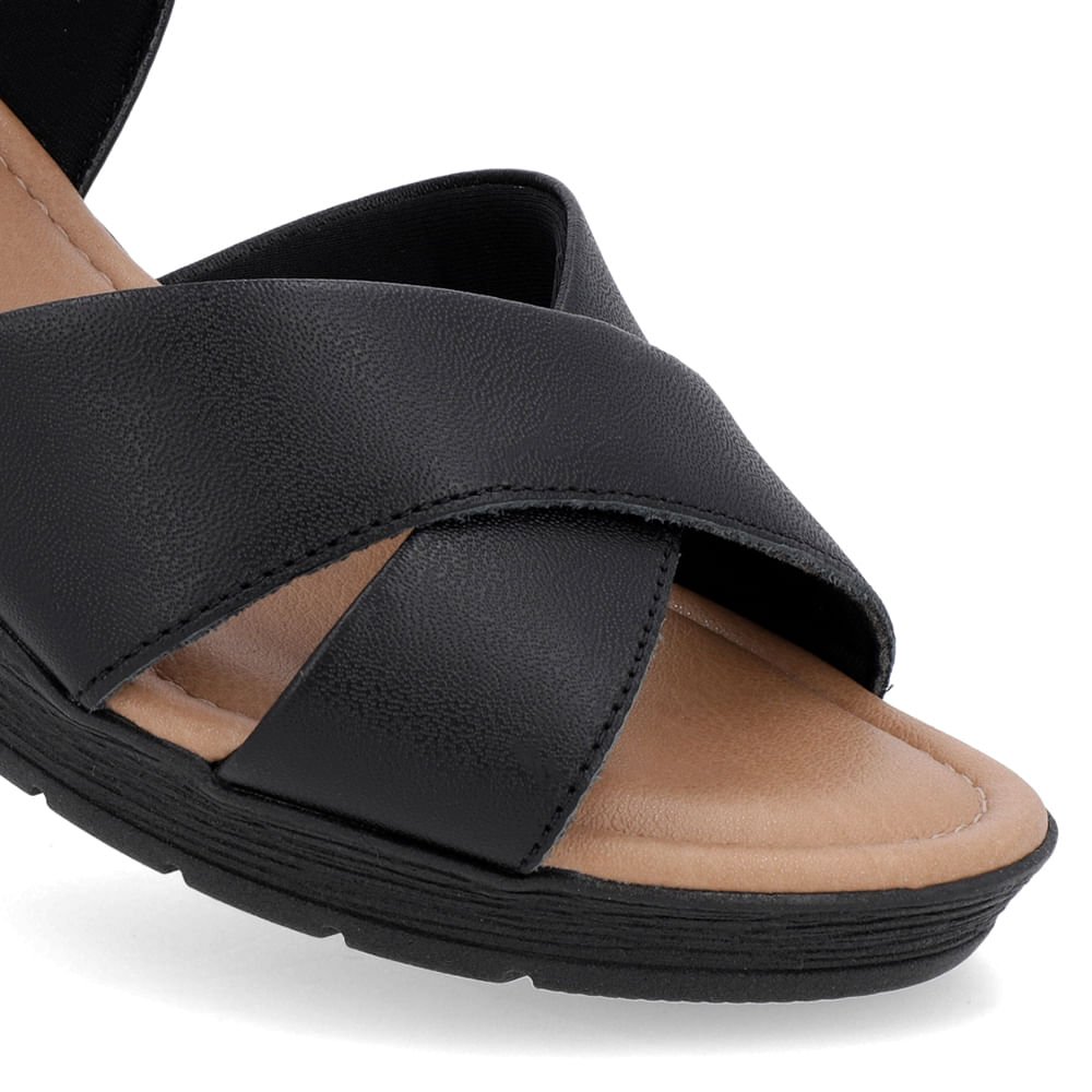 Sandália Tira Cruzada Preta Couro Preto 4