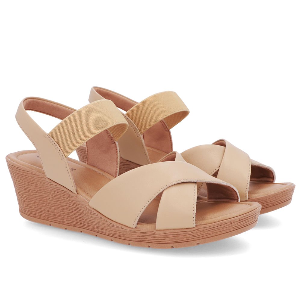 Sandália Tira Cruzada Bege Couro Bege 2