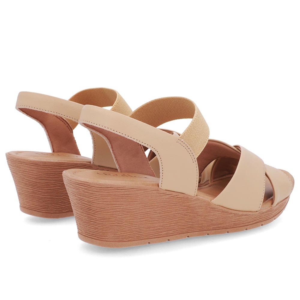 Sandália Tira Cruzada Bege Couro Bege 3