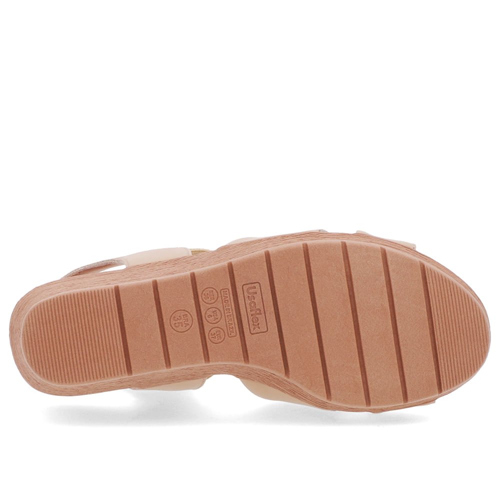 Sandália Tira Cruzada Bege Couro Bege 5