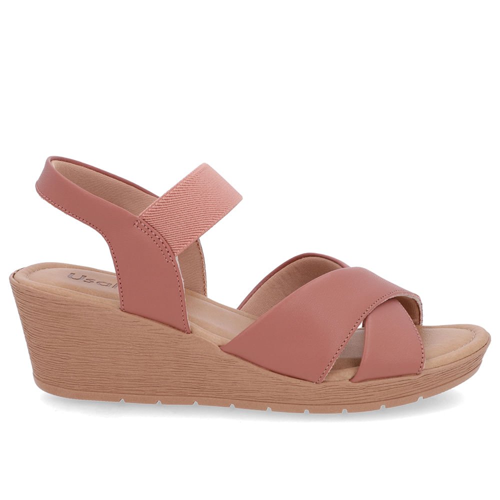 Sandália Tira Cruzada Rosa Couro