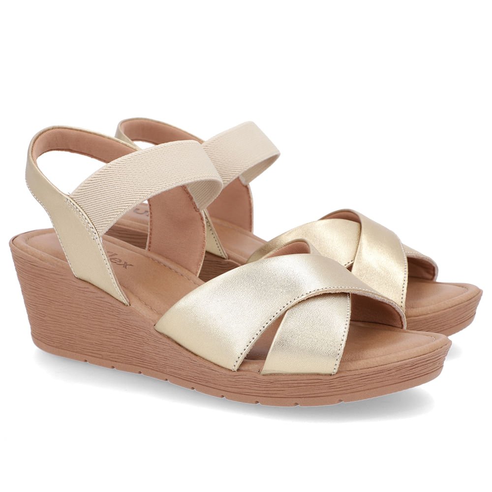 Sandália Tira Cruzada Dourado Couro Dourado 2