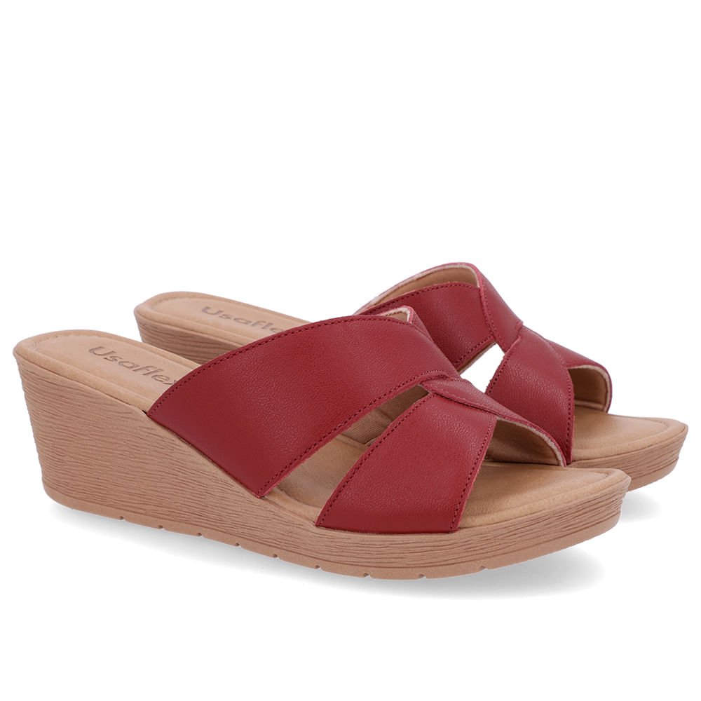 Tamanco Básico Couro Vermelho Vermelho 2