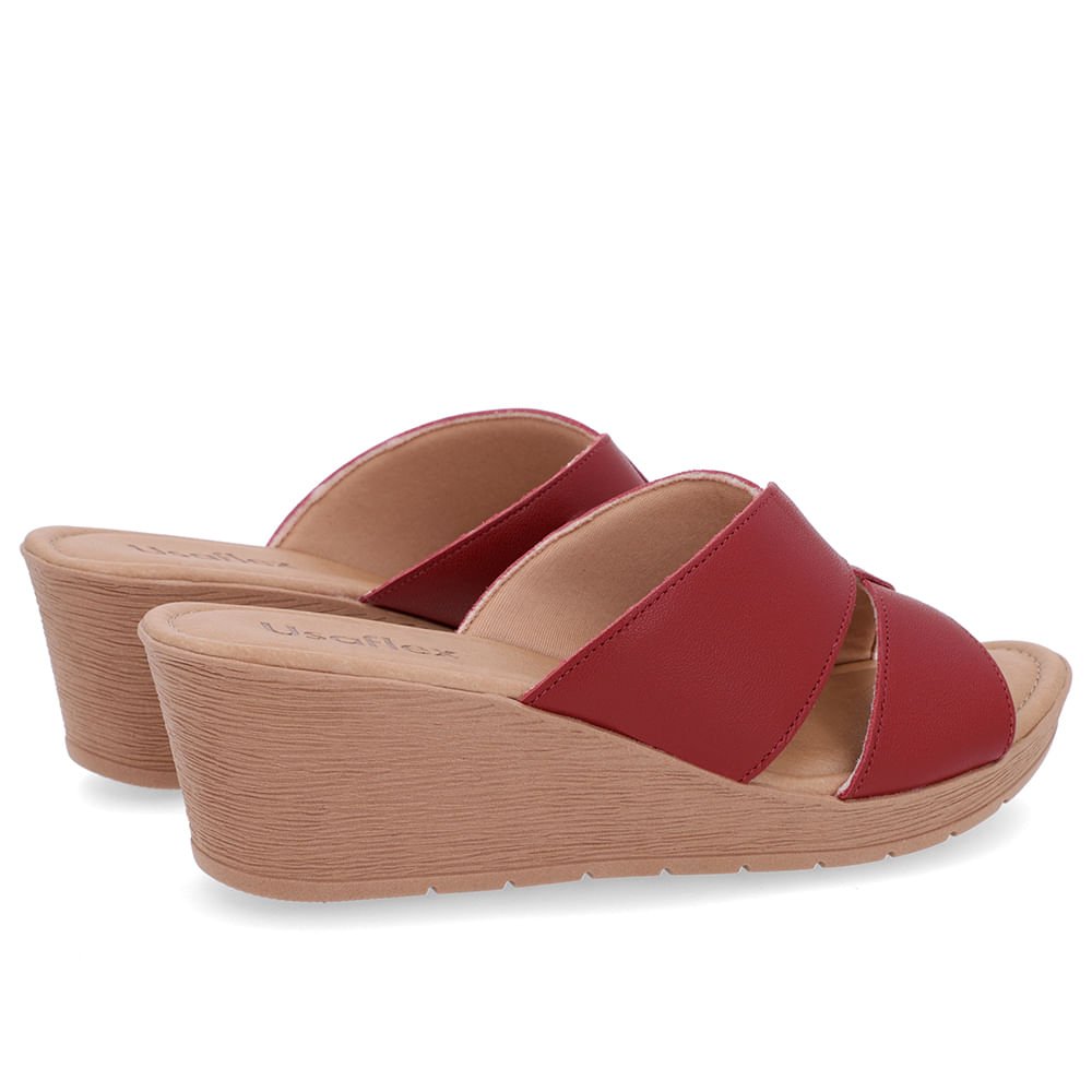 Tamanco Básico Couro Vermelho Vermelho 3