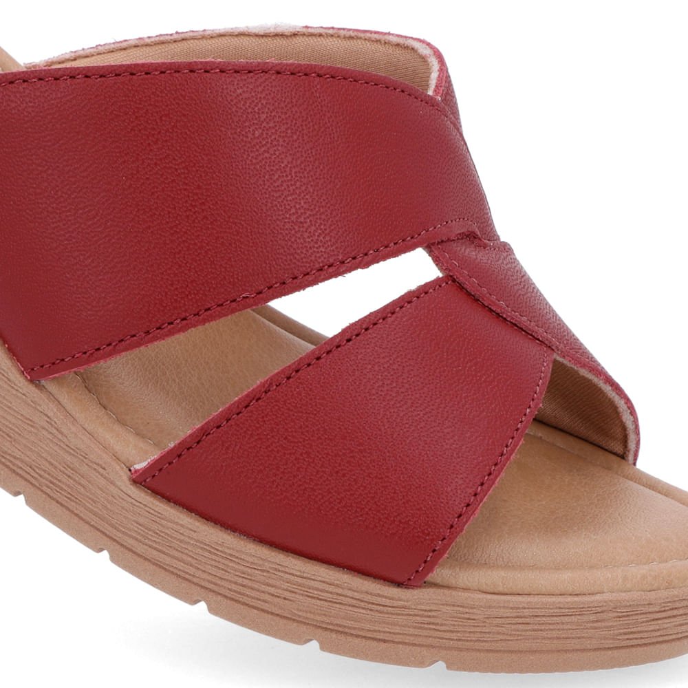 Tamanco Básico Couro Vermelho Vermelho 4