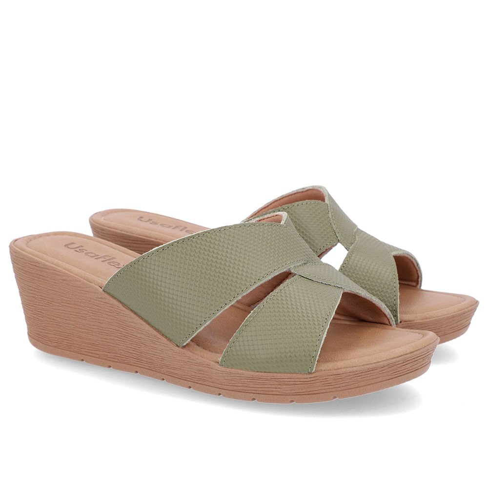 Tamanco Básico Couro Verde Verde 2