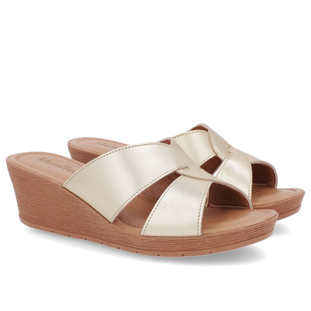 Tamanco Básico Couro Dourado Dourado 2