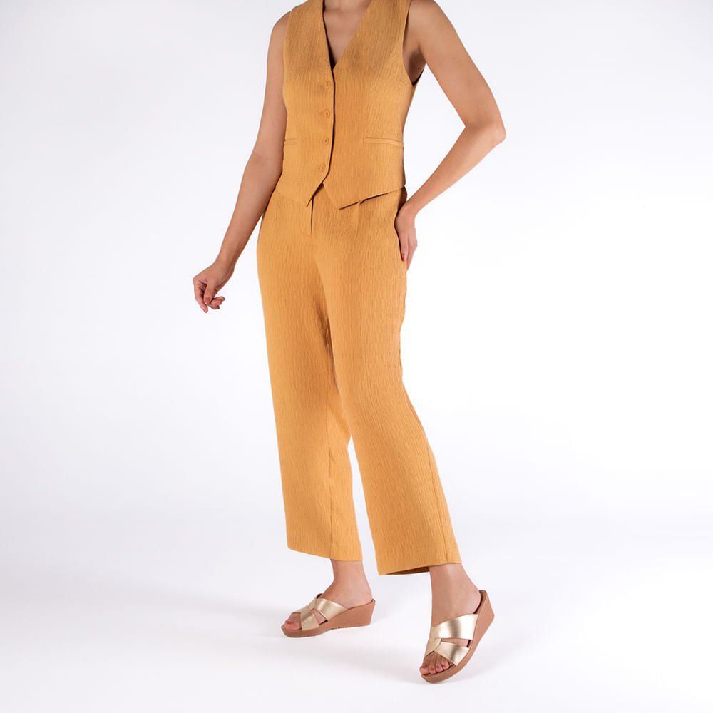 Tamanco Básico Couro Dourado Dourado 4