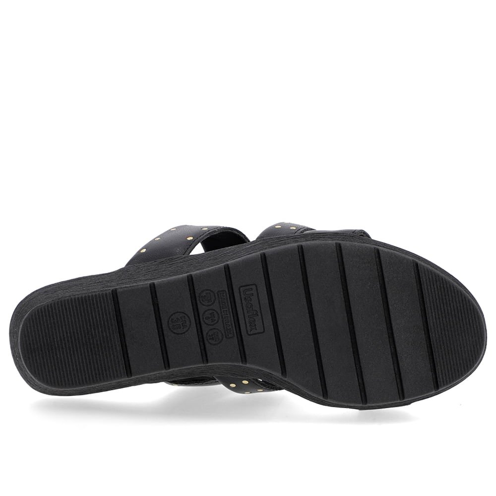 Tamanco Rebite Couro Preto Anabela Preto 5