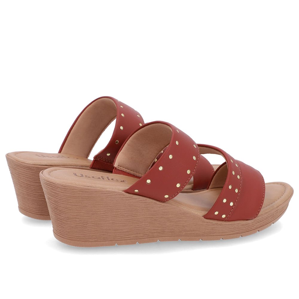 Tamanco Rebite Couro Marrom Anabela Marrom 3