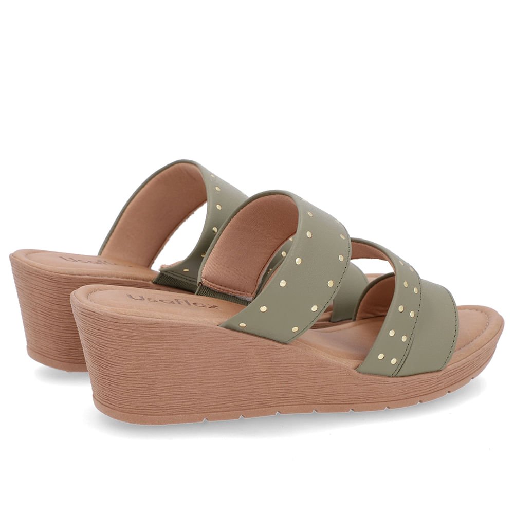 Tamanco Rebite Couro Verde Anabela Verde 3