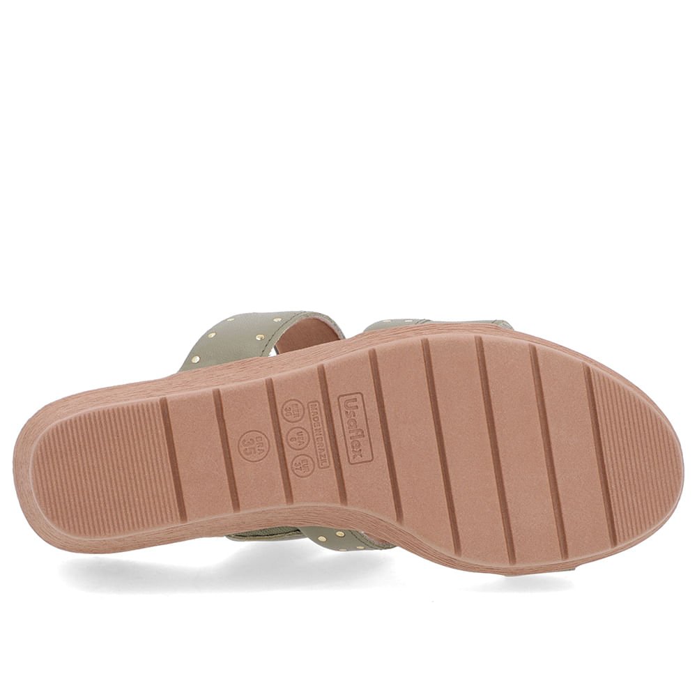 Tamanco Rebite Couro Verde Anabela Verde 5