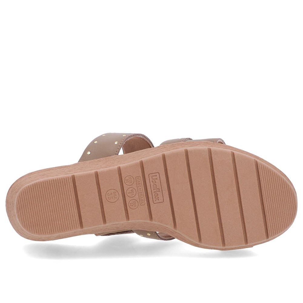 Tamanco Rebite Couro Marrom Anabela Marrom 5